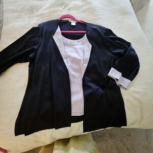 Jones New York Navy and White Blazer